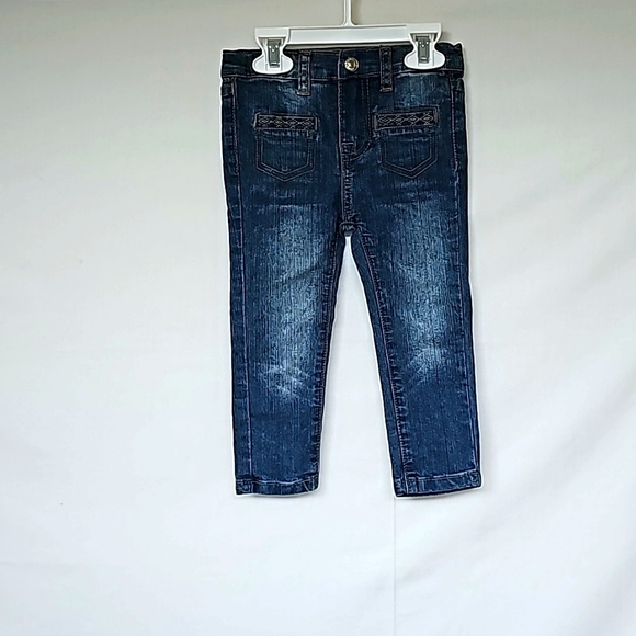 7 FOR ALL MANKIND | Toddler Girl's Embroidered Ruffle Top & Denim Jeans Set - Picture 9 of 16